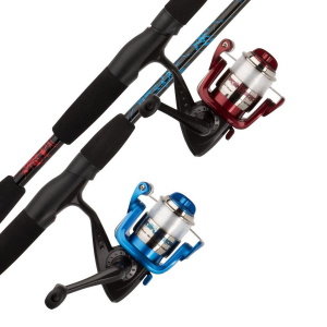Pure Fishing Shakespeare Navigator Spinning Combo Fishing Rods in Red and Blue